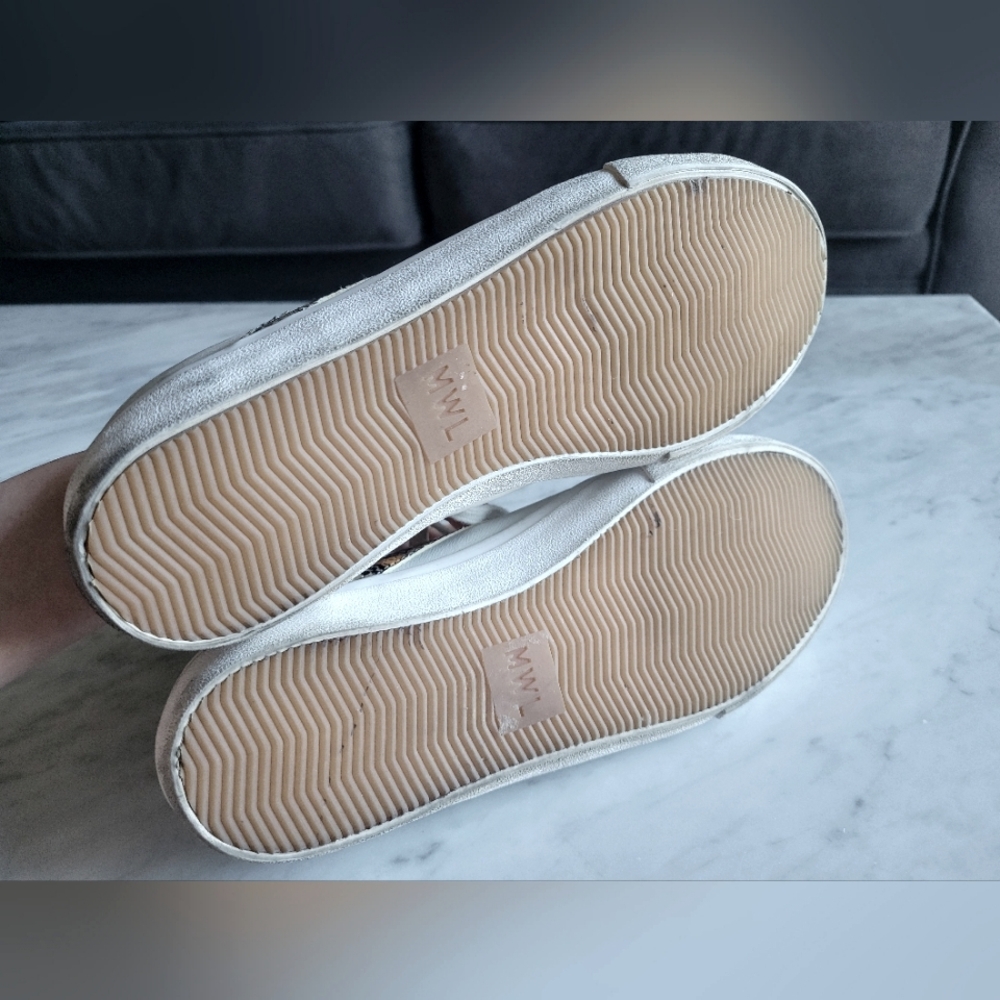 Madewell Delia Sneaker White Print Leather Low Top 8 Casual Cute Trendy - Picture 3 of 8